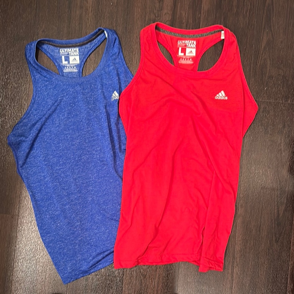 Adidas Blue and Red Tank Tops